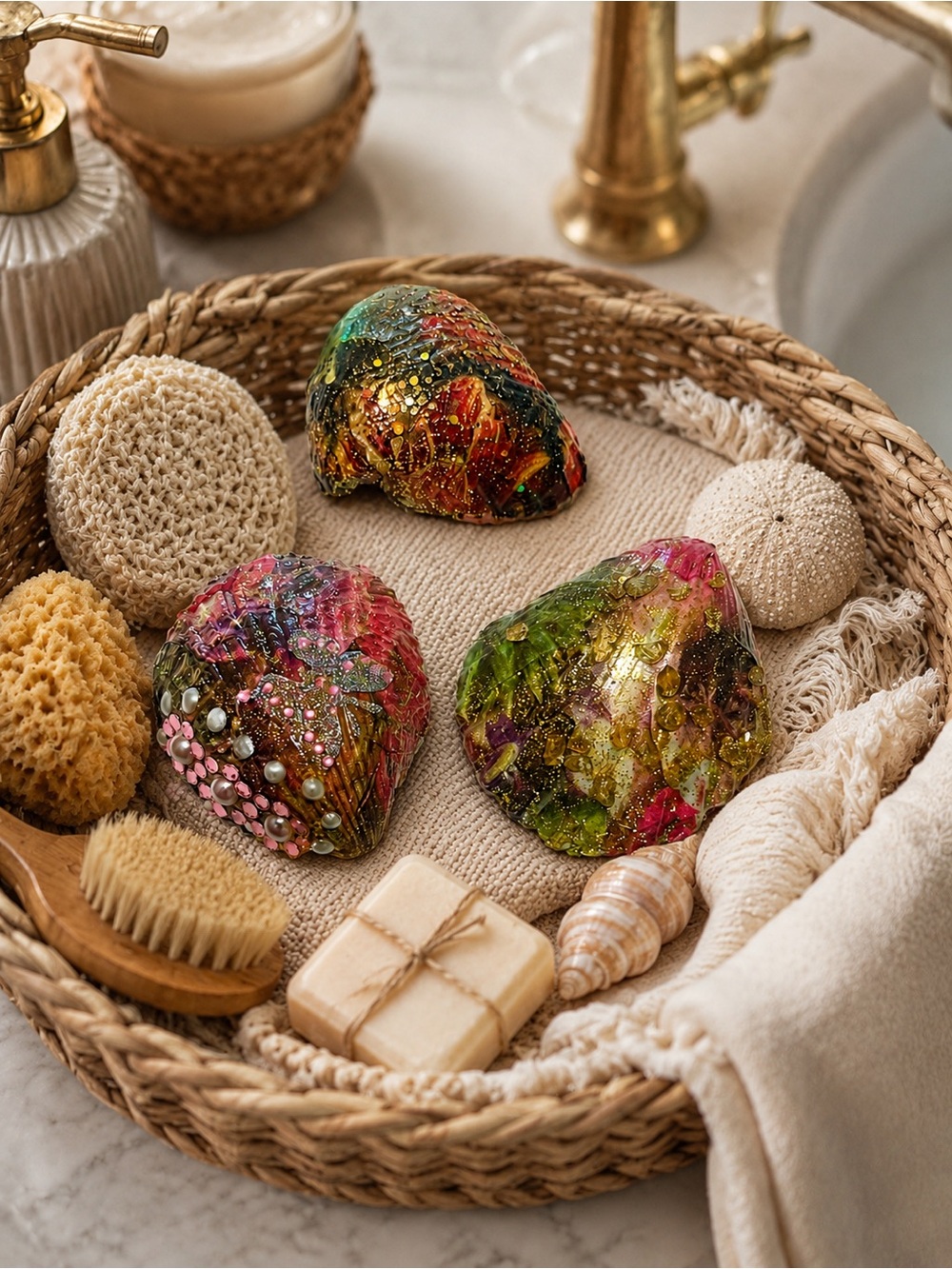 Handmade Decorative Seashell Set of 3